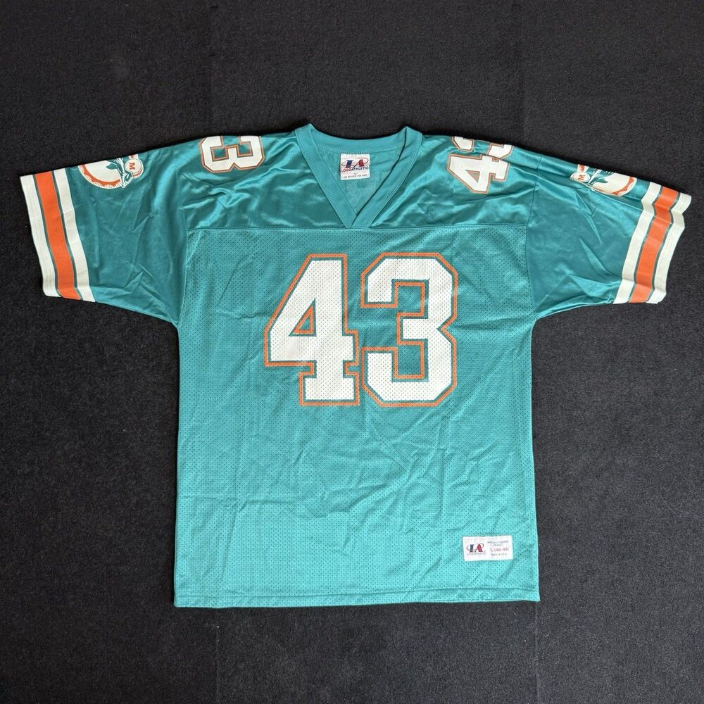 Vintage 90s Terry Kirby #43 Miami Dolphins Logo Athletic Jersey L USA Teal